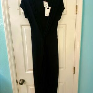 Rolla Coster Los Angeles Black Deep Plunge Front Black Maxi Dress